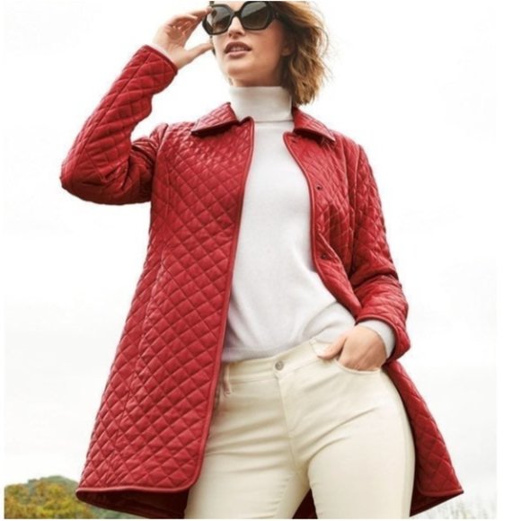 Neiman Marcus Jackets & Blazers - Neiman Marcus Red Quilted Leather Jacket Sz 1X